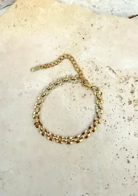 Tarnish Resistant 18k Gold Plated Grid Chain Bracelet