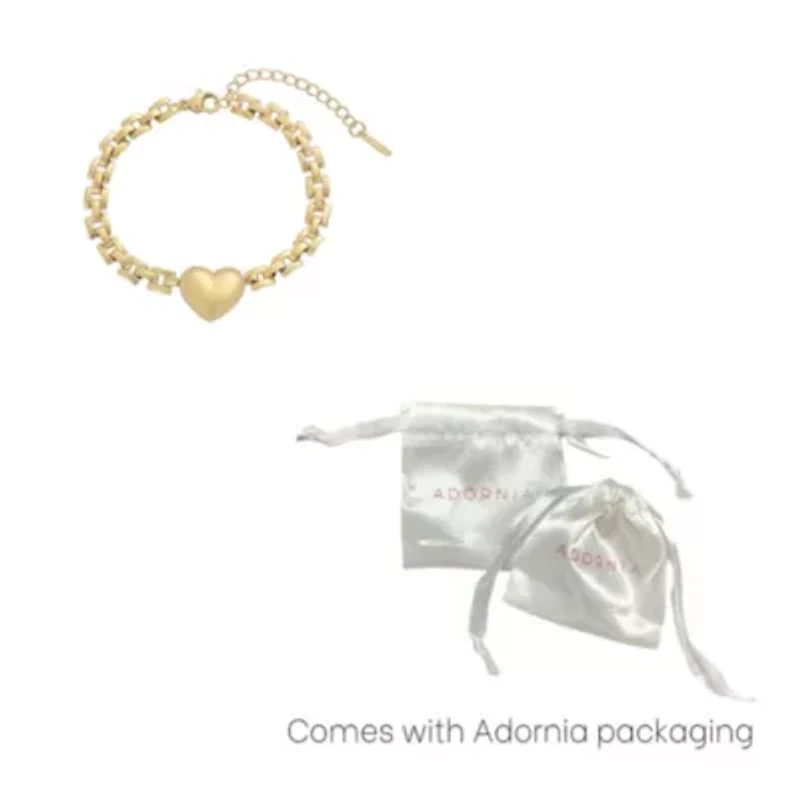 Tarnish Resistant 18k Gold Plated Heart Grid Chain Bracelet