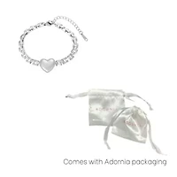 Tarnish Resistant Silver Heart Grid Chain Bracelet