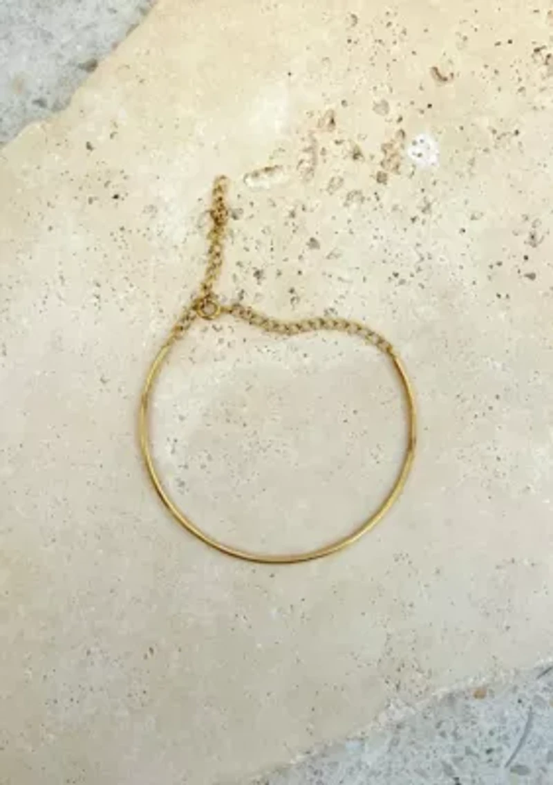 Tarnish Resistant 18k Gold Plated Cuff Adjustable Chain Bracelet
