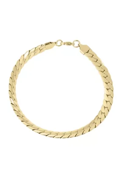 Tarnish Resistant 18k Gold Plated Flat Curb Chain Bracelet