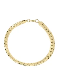 Tarnish Resistant 18k Gold Plated Flat Curb Chain Bracelet