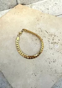 Tarnish Resistant 18k Gold Plated Flat Curb Chain Bracelet