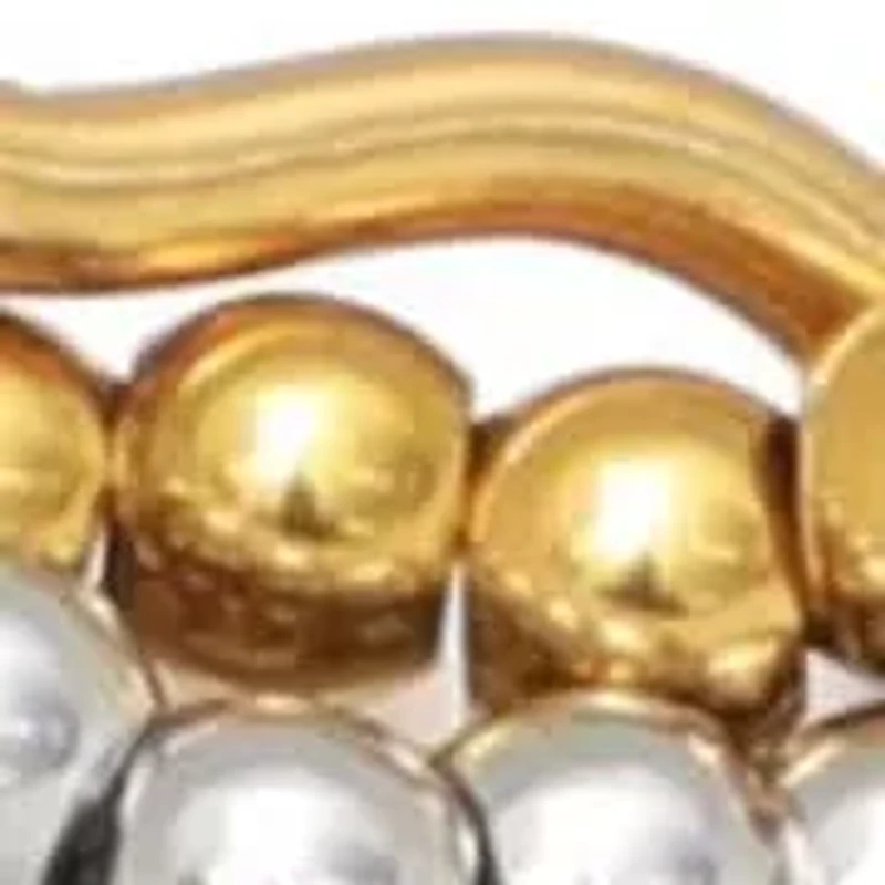 Tarnish Resistant 18k Gold Plated and Silver Bead Bracelet with Heart Lock Set