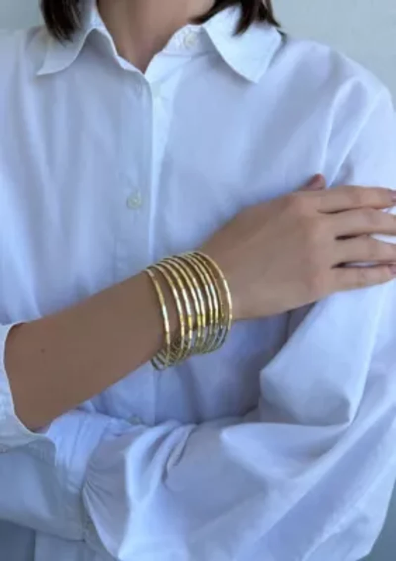Gold Plated -Piece Thin Bangle Set