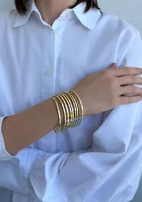 Gold Plated -Piece Thin Bangle Set