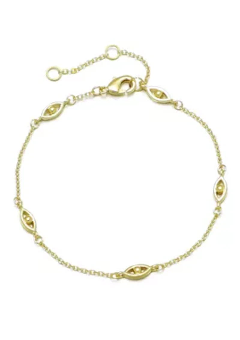14k Gold Plated Evil Eye Station Bracelet