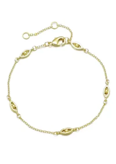 14k Gold Plated Evil Eye Station Bracelet