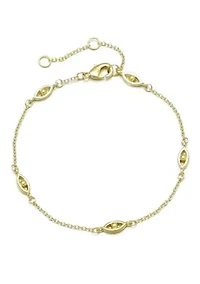 14k Gold Plated Evil Eye Station Bracelet