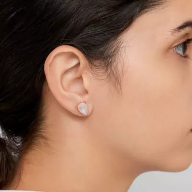 14k Gold Vermeil Moonstone Pear Cut Studs