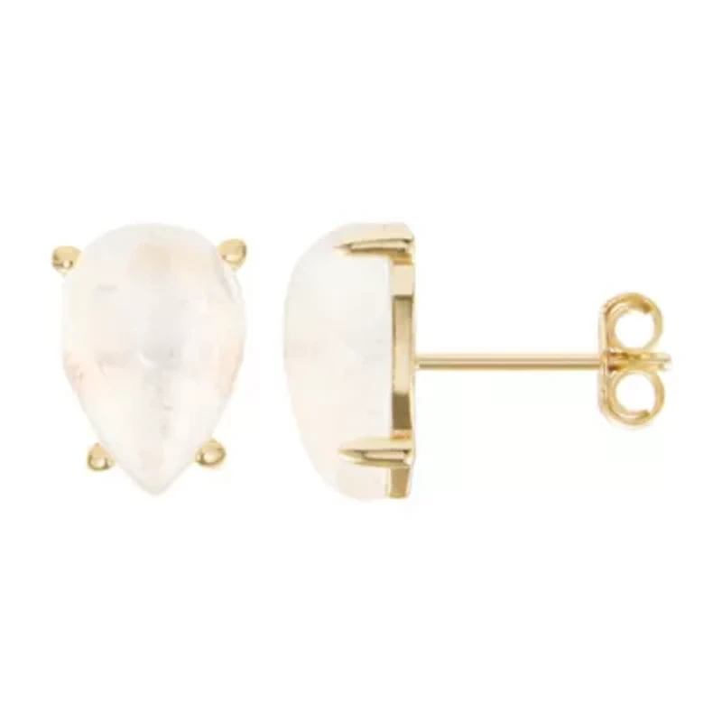 14k Gold Vermeil Moonstone Pear Cut Studs