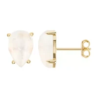 14k Gold Vermeil Moonstone Pear Cut Studs