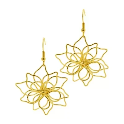 14k Gold Plated Wire Flower Earrings