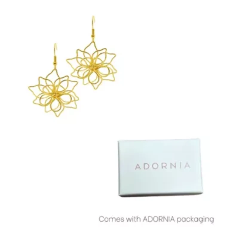 14k Gold Plated Wire Flower Earrings