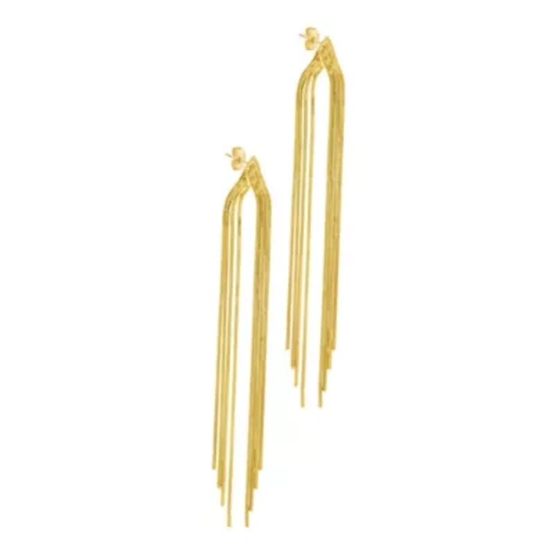 14k Gold Plated Multi-Strand Slinky Drop Earrings