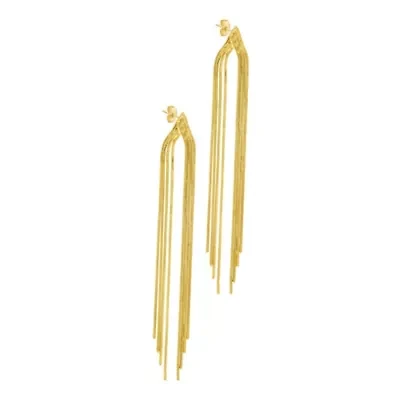 14k Gold Plated Multi-Strand Slinky Drop Earrings