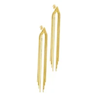 14k Gold Plated Multi-Strand Slinky Drop Earrings