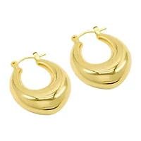 14k Gold Plated Domed Oval Hoop Earrings