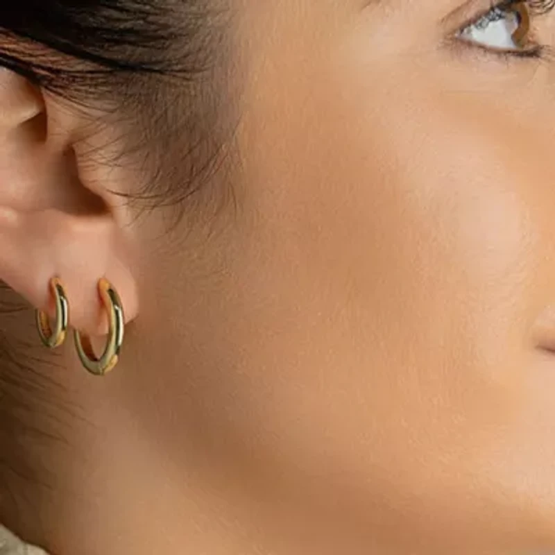 14k Gold Plated 3-Huggie Hoop Earrings Set