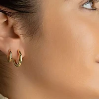 14k Gold Plated 3-Huggie Hoop Earrings Set