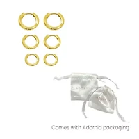 14k Gold Plated 3-Huggie Hoop Earrings Set