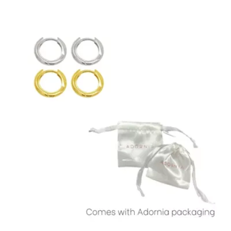 14k Gold Plated And Silver Plated Set Of Huggie Hoop Earrings