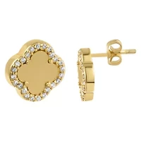 14k Gold Plated Clover Halo Stud Earrings