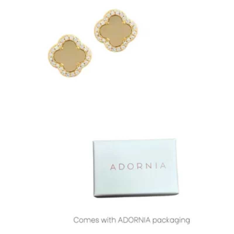 14k Gold Plated Clover Halo Stud Earrings