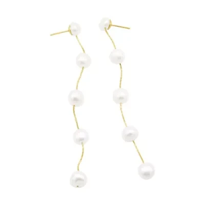 14k Gold Plated Freshwater Pearl Sweeper Earrings