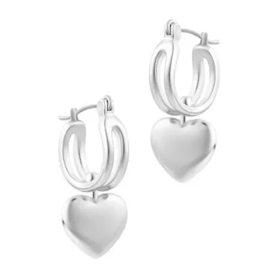 Silver Plated Heart Huggie Earrings