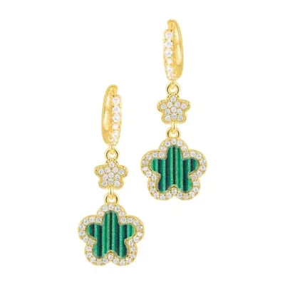 14k Yellow Gold Plated CZ Clover Earrings
