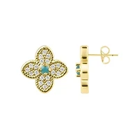 14k Gold Plated Turquoise Flower Earrings