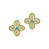 14k Gold Plated Turquoise Flower Earrings