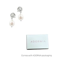 Silver Plated Freshwater Pearl Knot Earrings