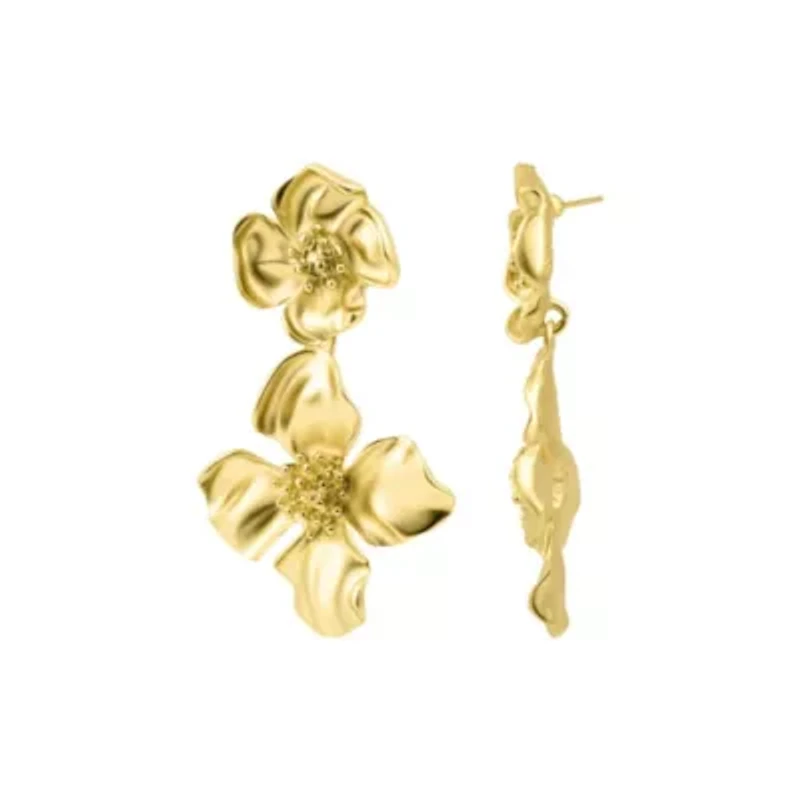 Gold Plated Flower Drop Earrings
