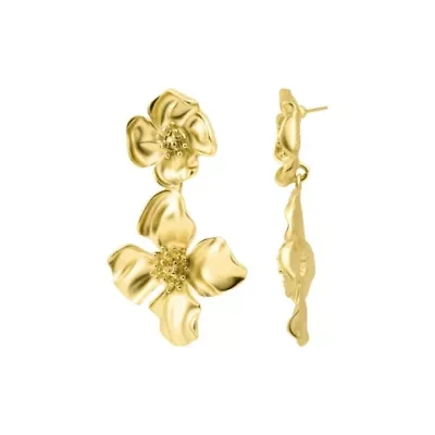 Gold Plated Flower Drop Earrings