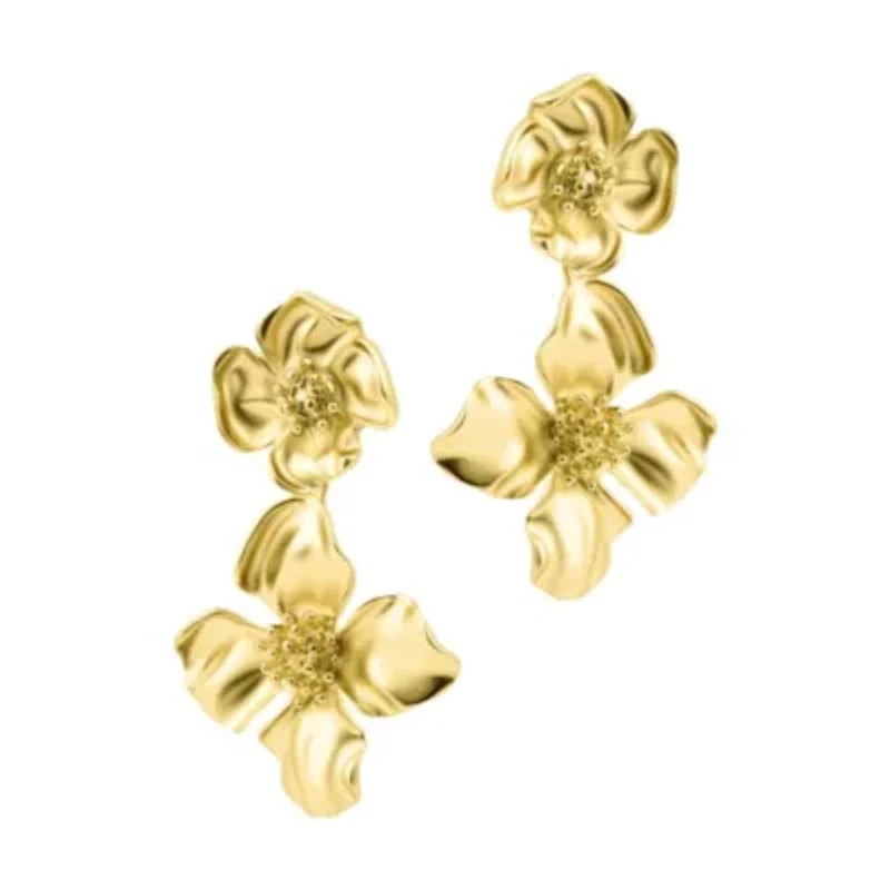 Gold Plated Flower Drop Earrings