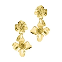 Gold Plated Flower Drop Earrings