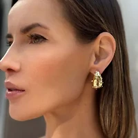 14k Gold Plated Clear Crystal Teardrop Earrings