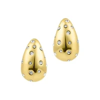 14k Gold Plated Clear Crystal Teardrop Earrings