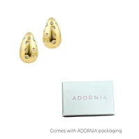 14k Gold Plated Clear Crystal Teardrop Earrings