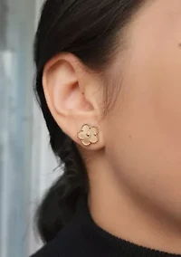 Tarnish Resistant 14k Rose Gold Plated 5-Leaf Clover Stud Earrings