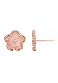 Tarnish Resistant 14k Rose Gold Plated 5-Leaf Clover Stud Earrings