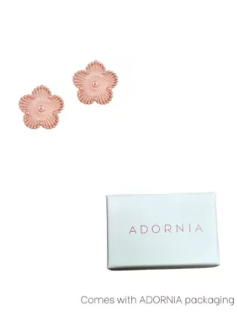 Tarnish Resistant 14k Rose Gold Plated 5-Leaf Clover Stud Earrings