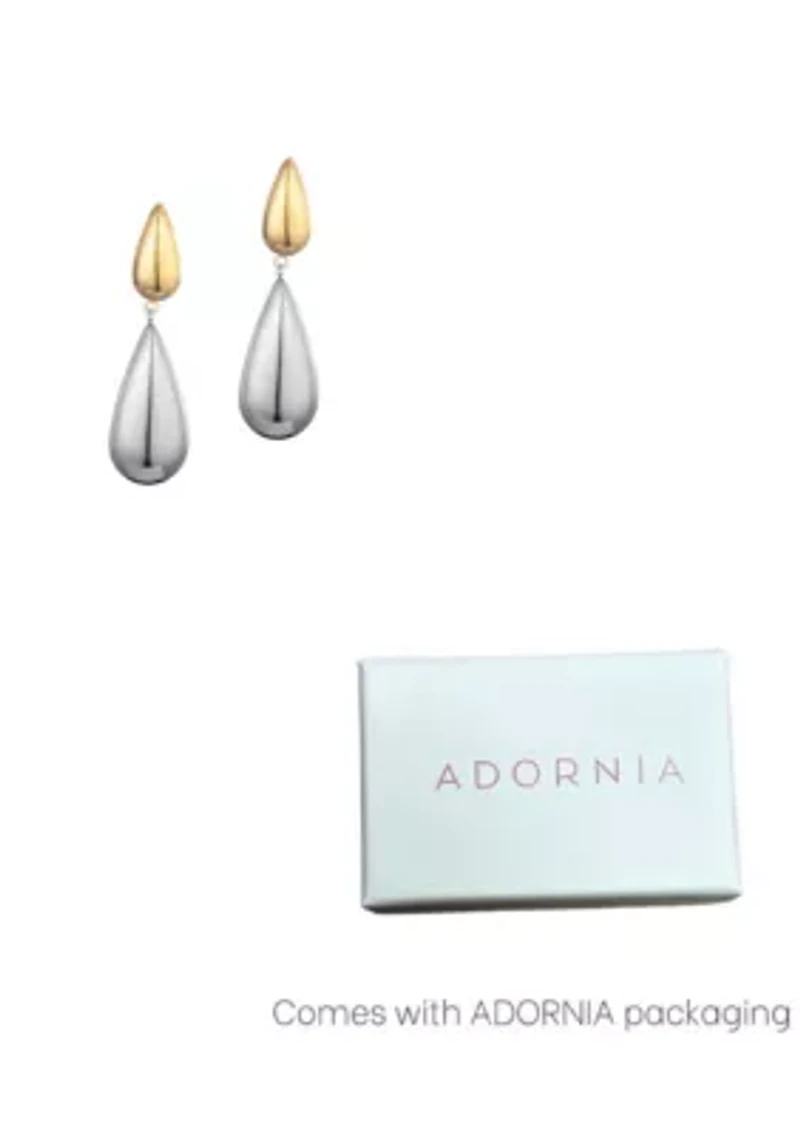 14k Gold and Silver Plated Mixed Metal Teardrop Drop Earrings
