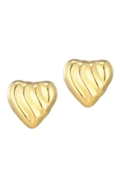 14k Gold Plated Heart Statement Stud Earrings