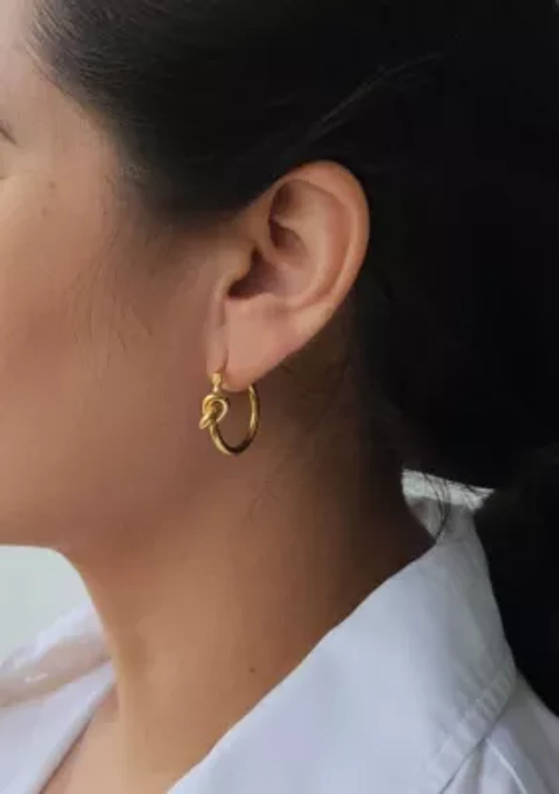 14k Gold Plated Knot Hoop Earrings