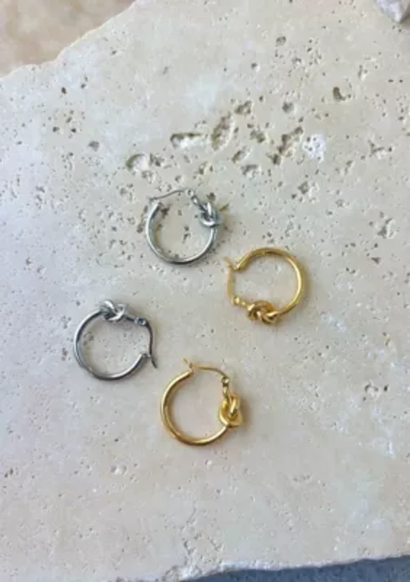 14k Gold Plated Knot Hoop Earrings