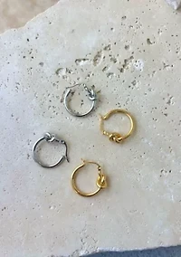 14k Gold Plated Knot Hoop Earrings