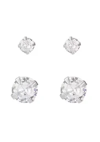 .925 Sterling Silver Solitaire Stud Earrings Set